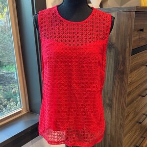 Red Lace Sleeveless Top L